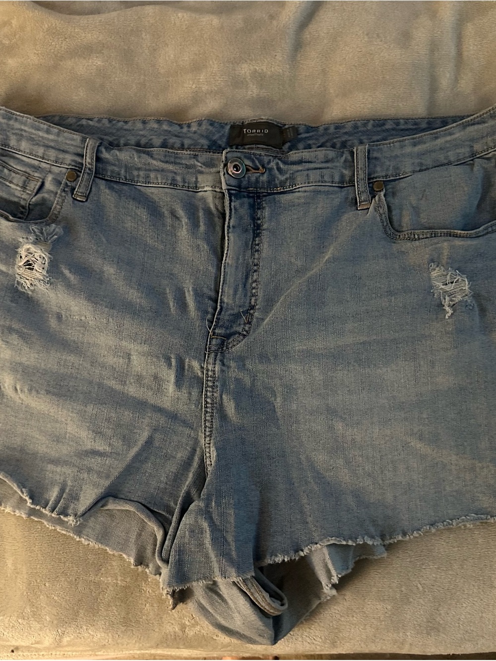 Torrid Distressed Denim Cutoff Shorts – Light Wash